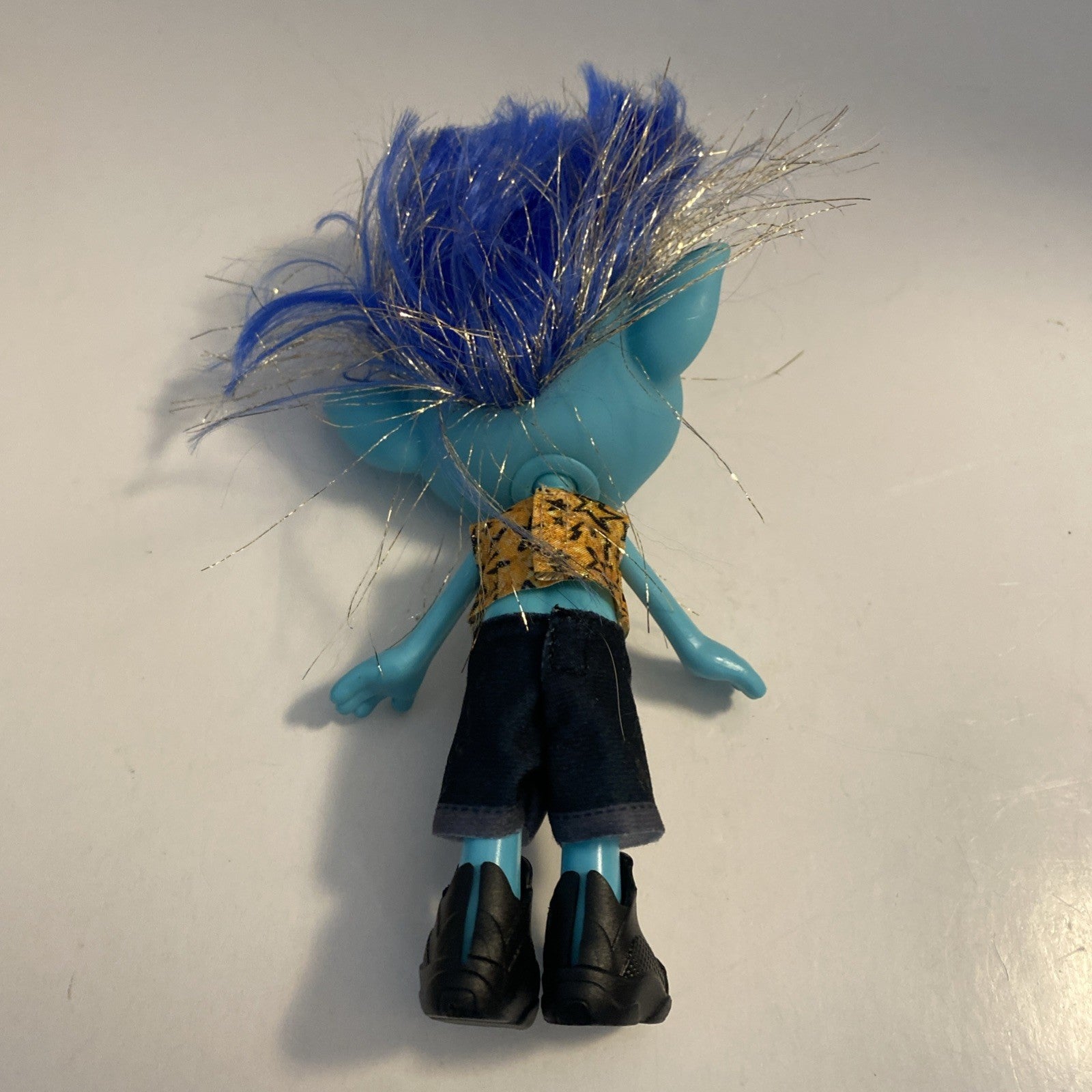 Cute World Tour Troll Branch 8" PVC Action Figure Blue Glitter Hair Poseable