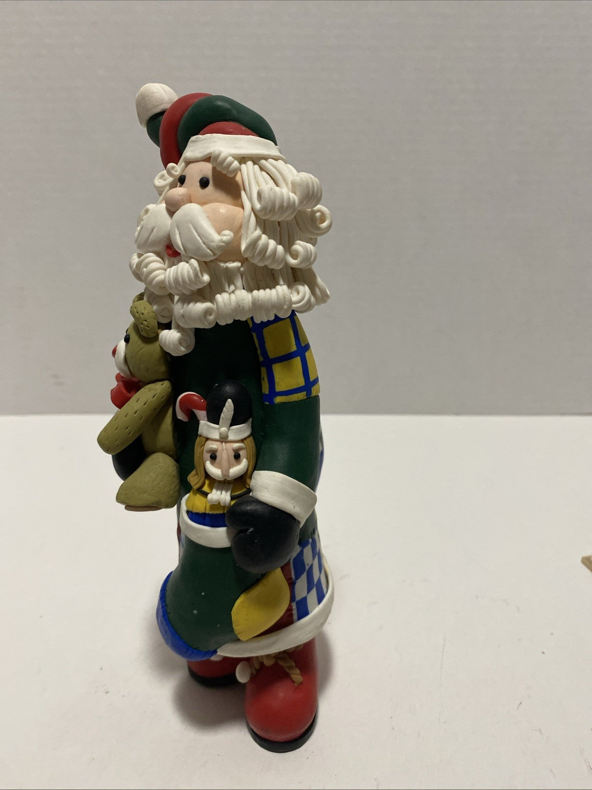 Christmas SANTA Clay  Figurine 12" Vintage 1980's