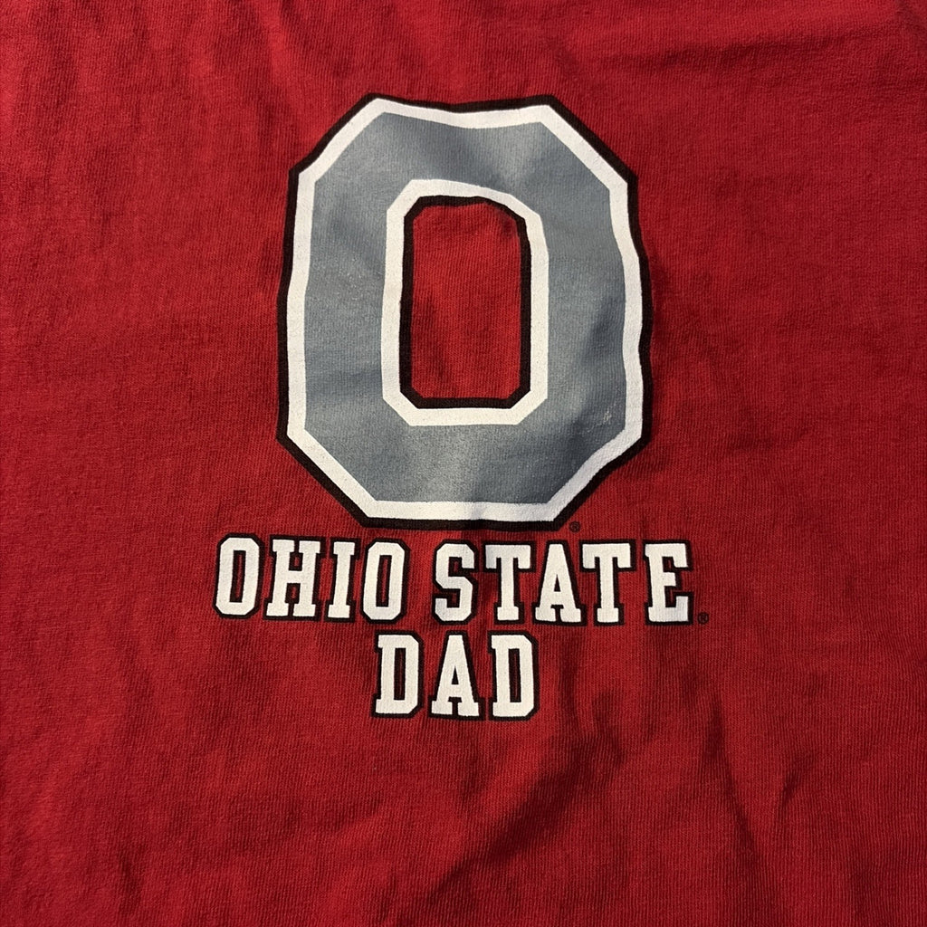 Ohio State Dad Shirt Men Size L Gray Red Buckeyes College Football Short Sleeve