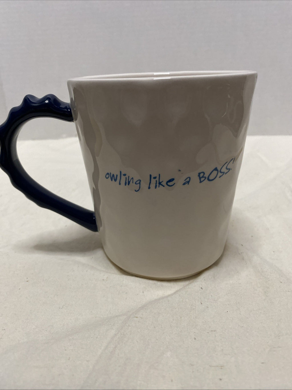 Pier 1 BIG Coffee Mug Owl Owling Like A Boss Hand Painted Ironstone 16oz