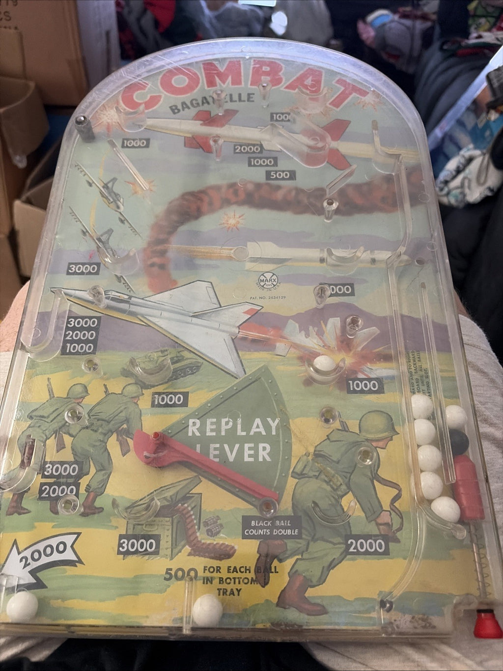 Vintage 1950s Marx Toys "COMBAT”  Table Top Pinball Game
