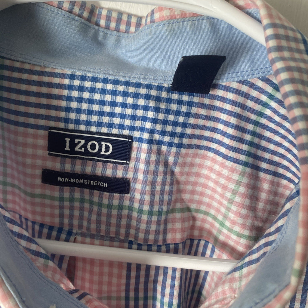 Izod men’s long sleeve shirt size large pink blue green