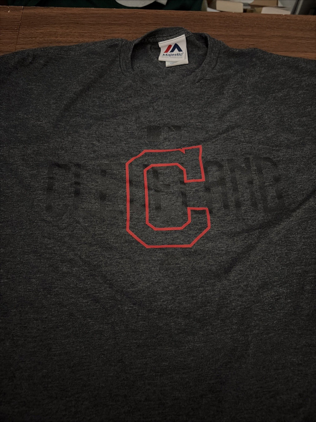 Majestic Men’s 2XL Cleveland Guardians Block  “C” Short Sleeve T-Shirt Gray