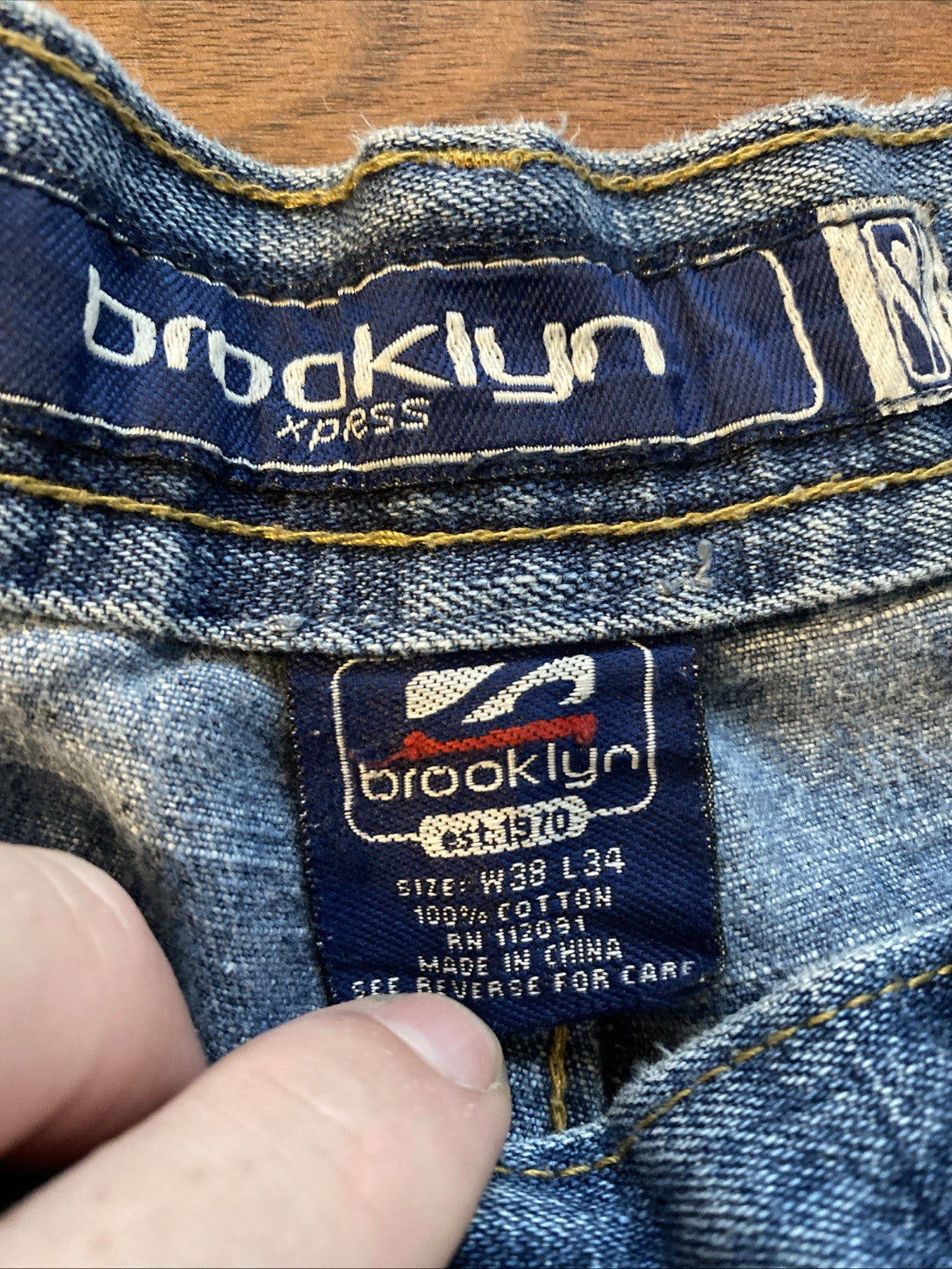 Brooklyn Express Jeans Men's 38x 34 Distressed Destroyed Blue Denim Skater