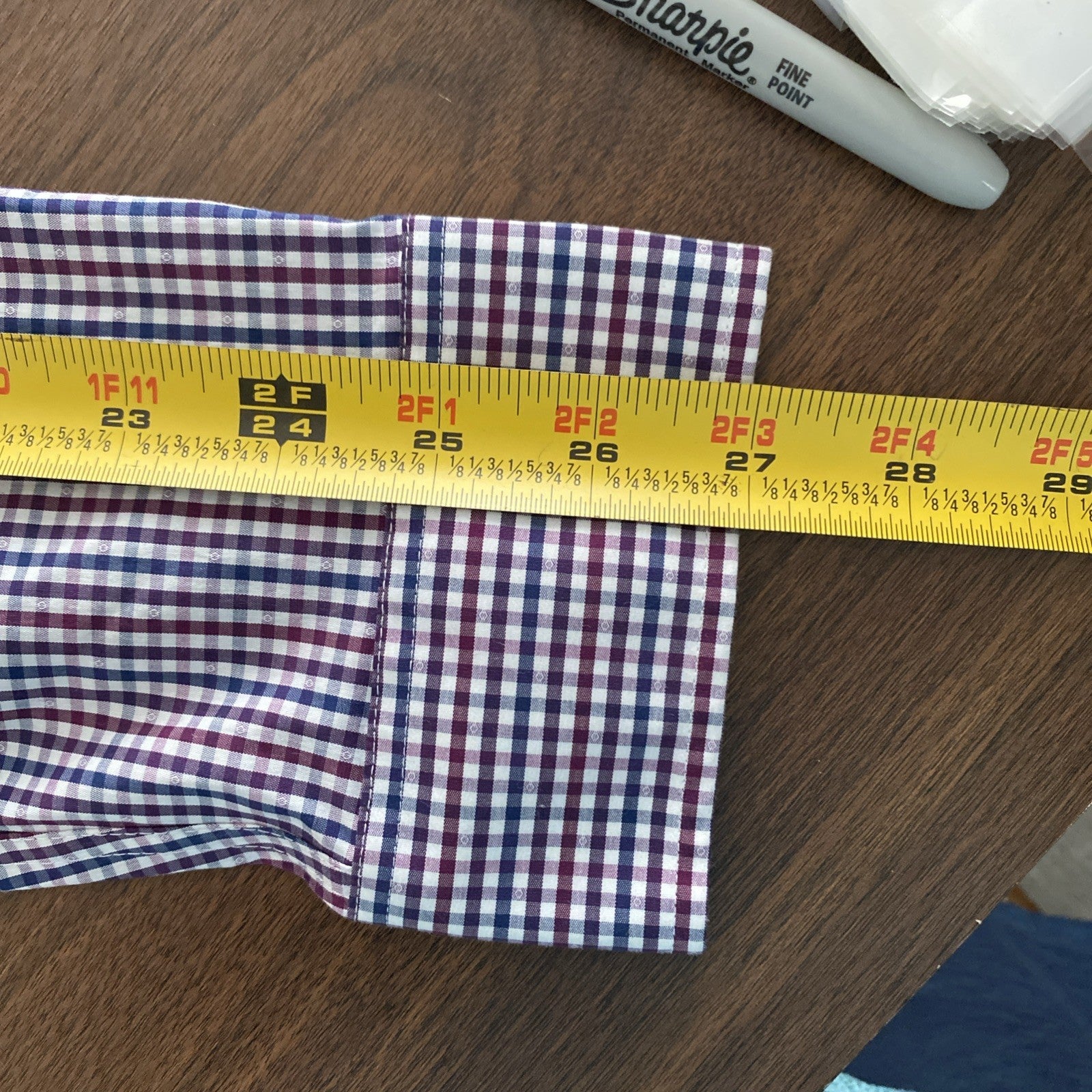 Michael Kors Mens Shirt Small Gray plaid button down air soft stretch