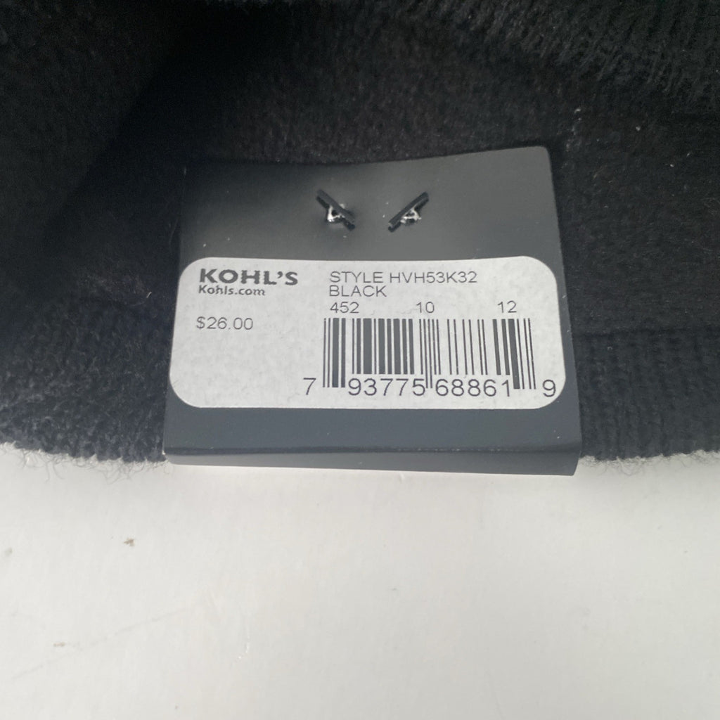 Van Heusen Mens Fleece Lined Solid Black Knit Beanies