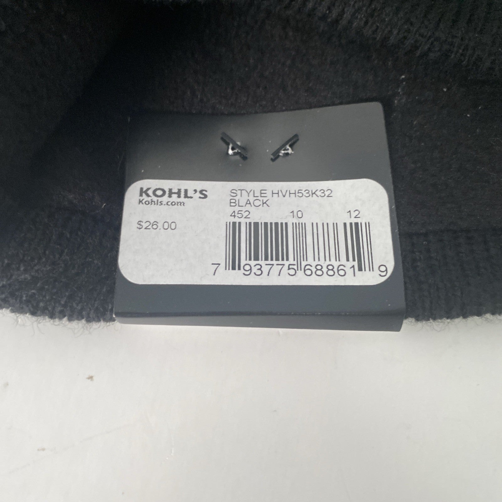 Van Heusen Mens Fleece Lined Solid Black Knit Beanies