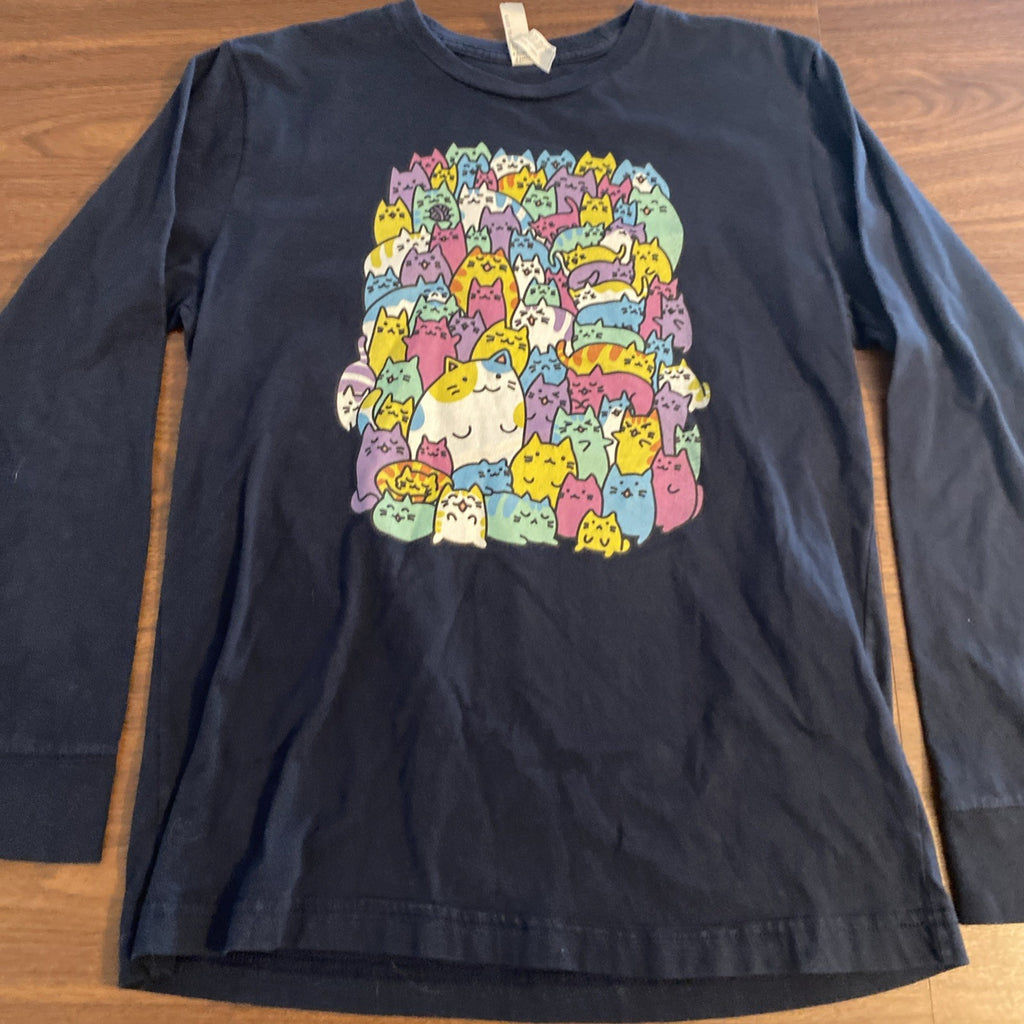 Live and tell Pusheen cat long sleeve blue Youth top size youth large