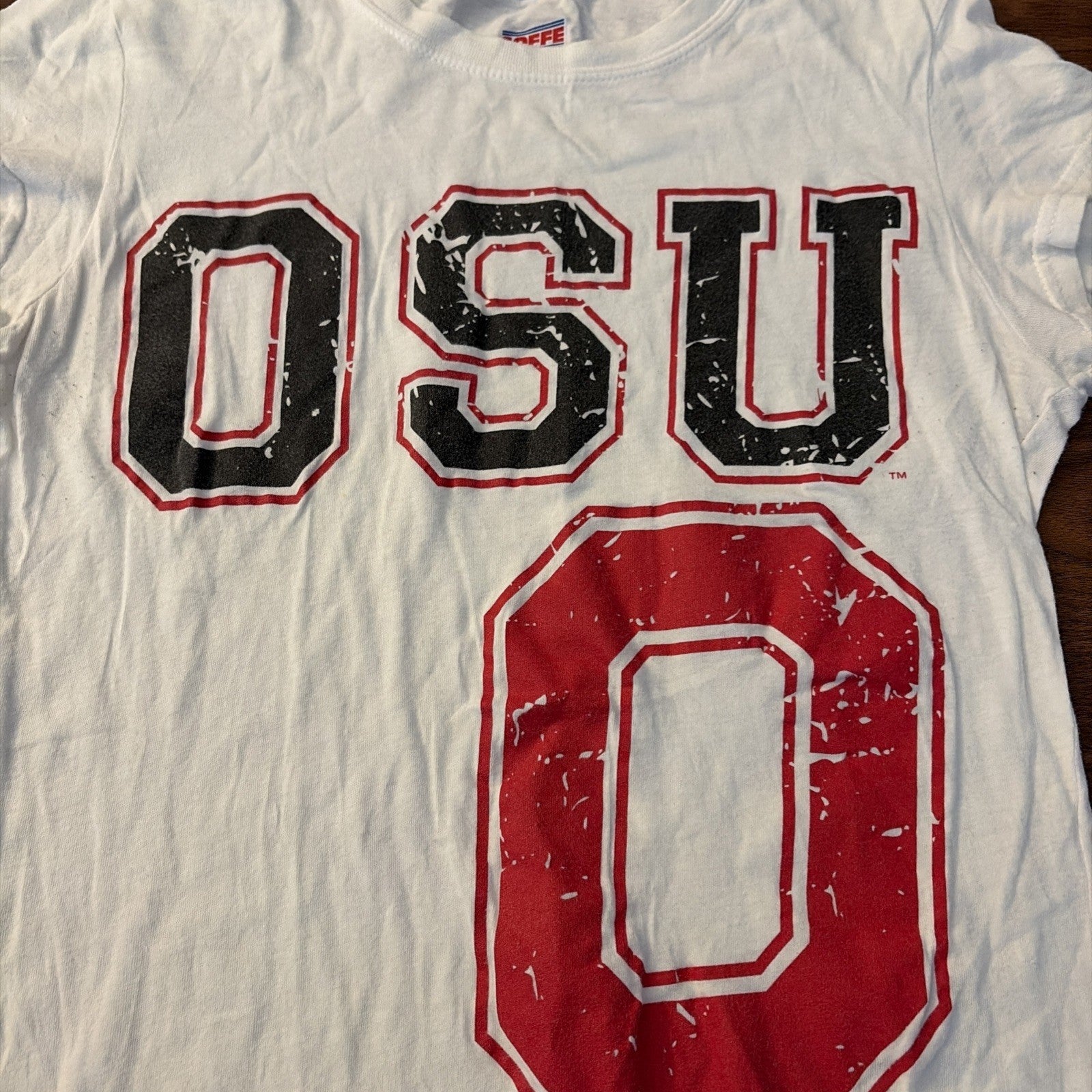 Ohio State University Retro Medium Womens White Graphic Logo Tshirt NCAA