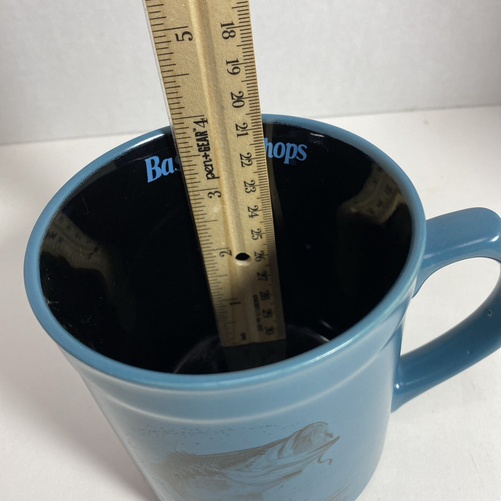 Bass Pro Shops Blue Ceramic Coffee Mug with Jumping Fish Artwork 16oz