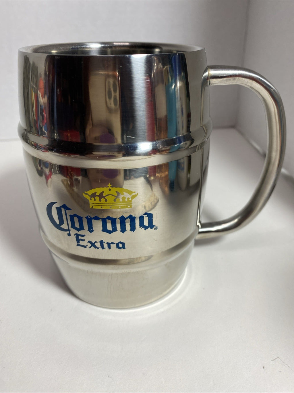 Stainless Steel Mug with Corona Extra Logo & Text, from Calhoun Sportswear