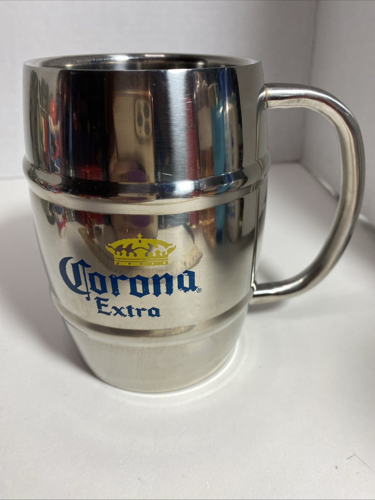 Stainless Steel Mug with Corona Extra Logo & Text, from Calhoun Sportswear