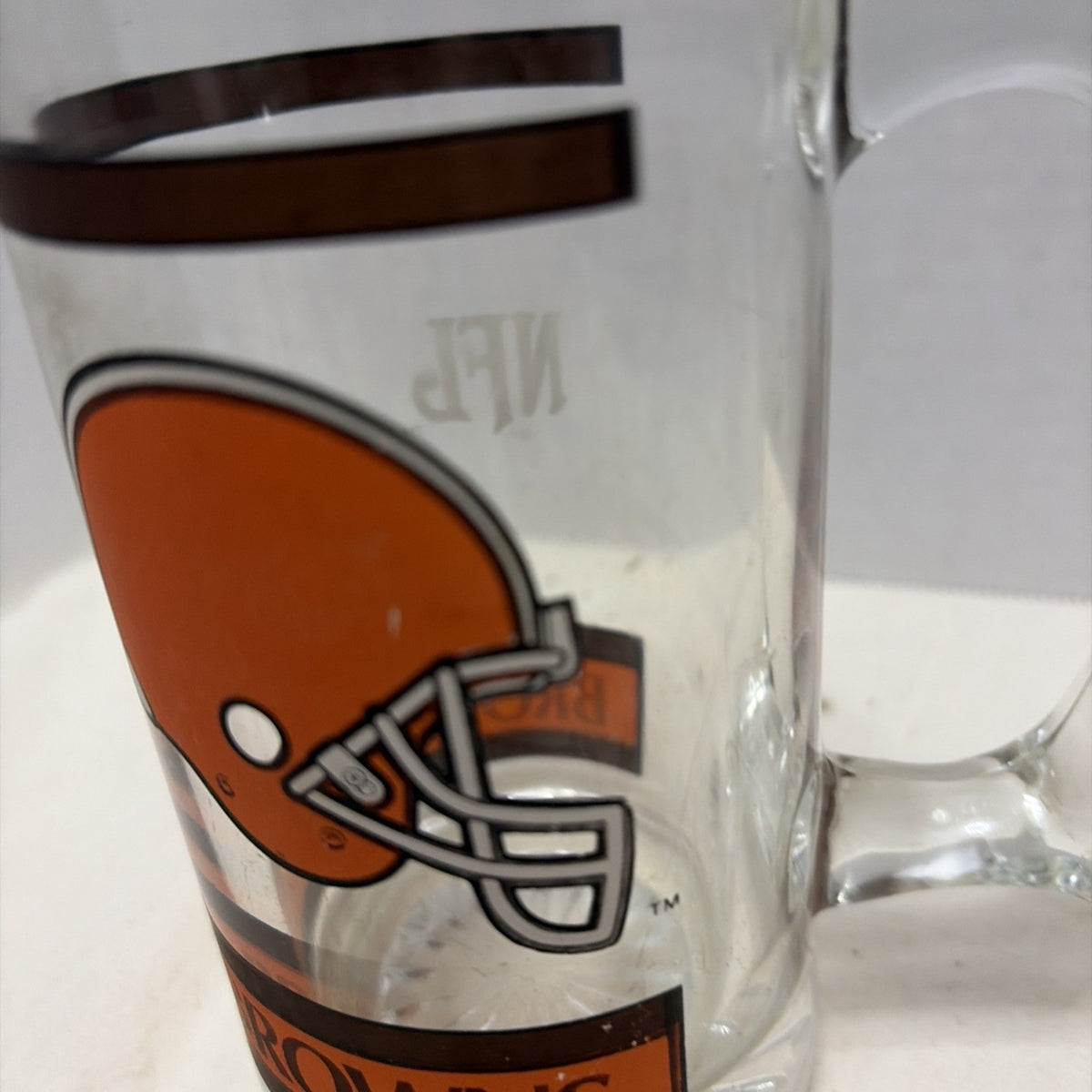 Vintage NFL Cleveland Browns Glass Beer Stein Mug Cup 10 Oz