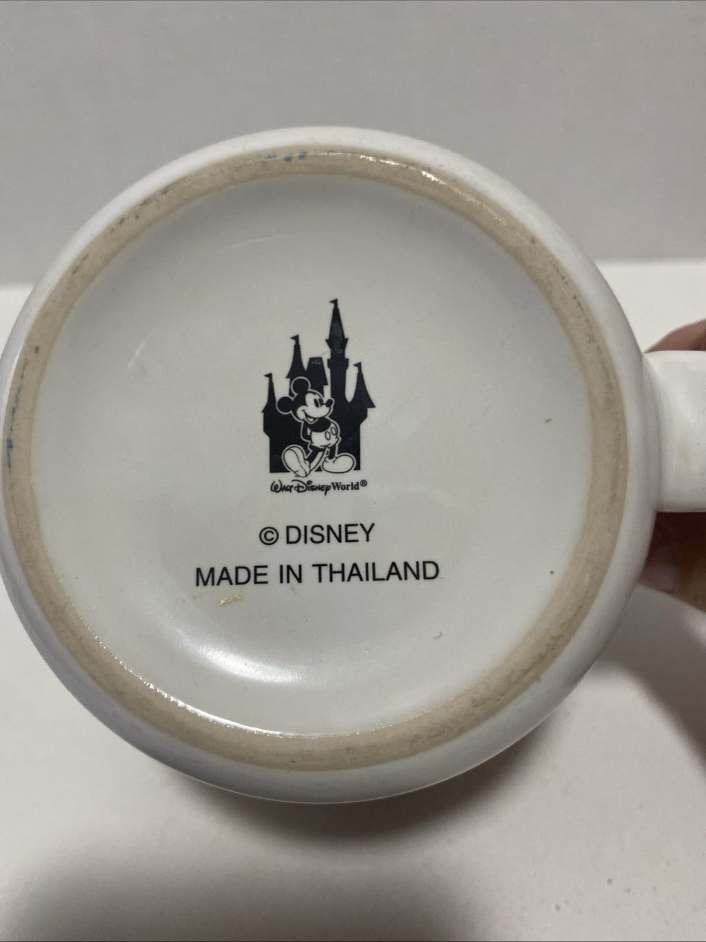 Disney Mickey Mouse Coffee Mug Yellow White Black Interior WDW Ceramic
