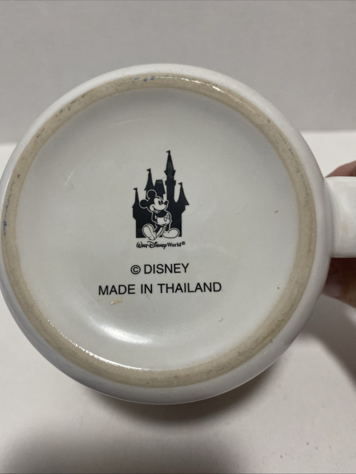 Disney Mickey Mouse Coffee Mug Yellow White Black Interior WDW Ceramic