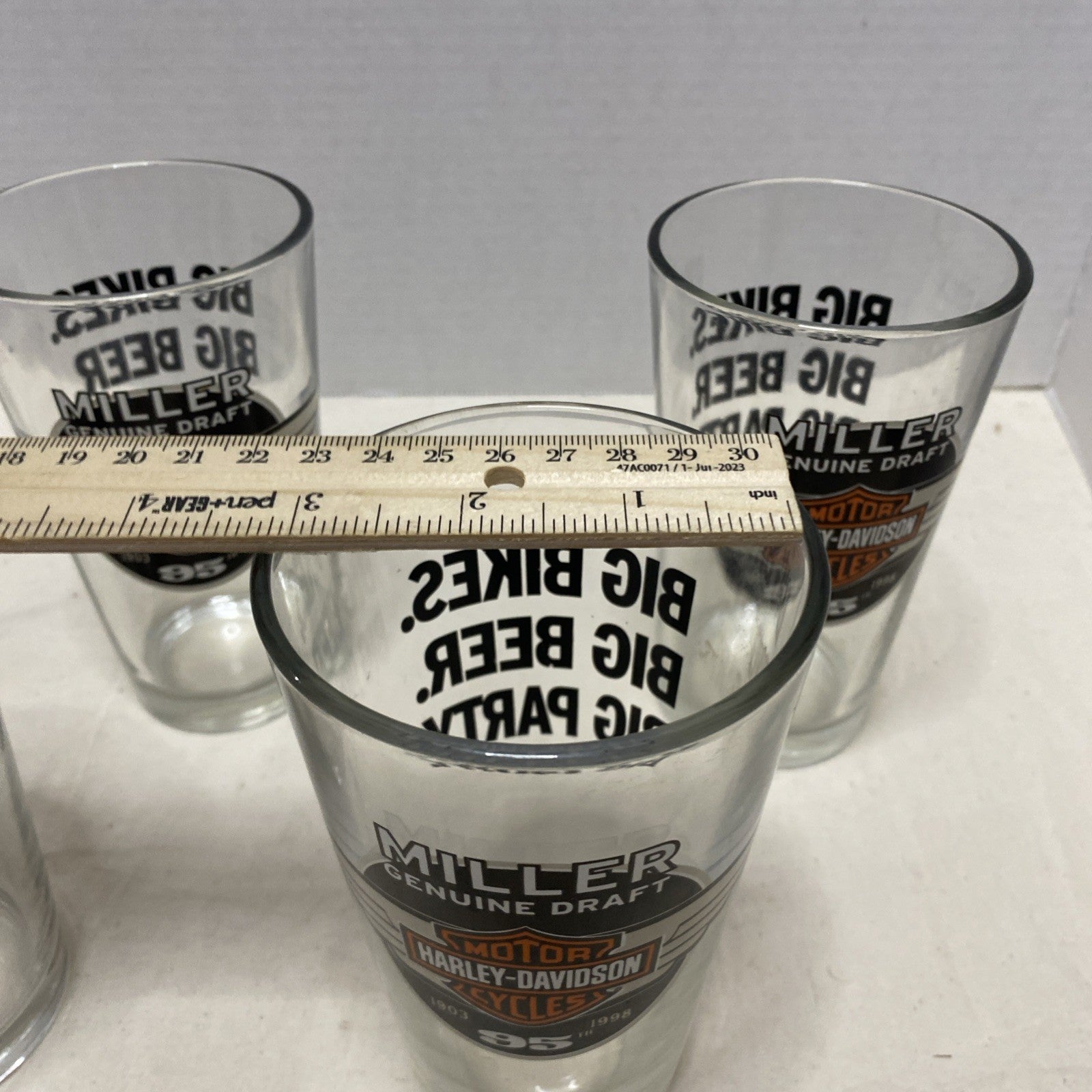 Miller Genuine Draft Harley Davidson 95th Anniversary Pint Beer Glass Set Of 4