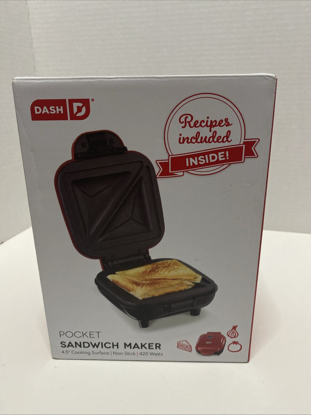 Dash Pocket Sandwich Panini Maker Nonstick 4.5 inch Cooking Surface w/ Recipes!