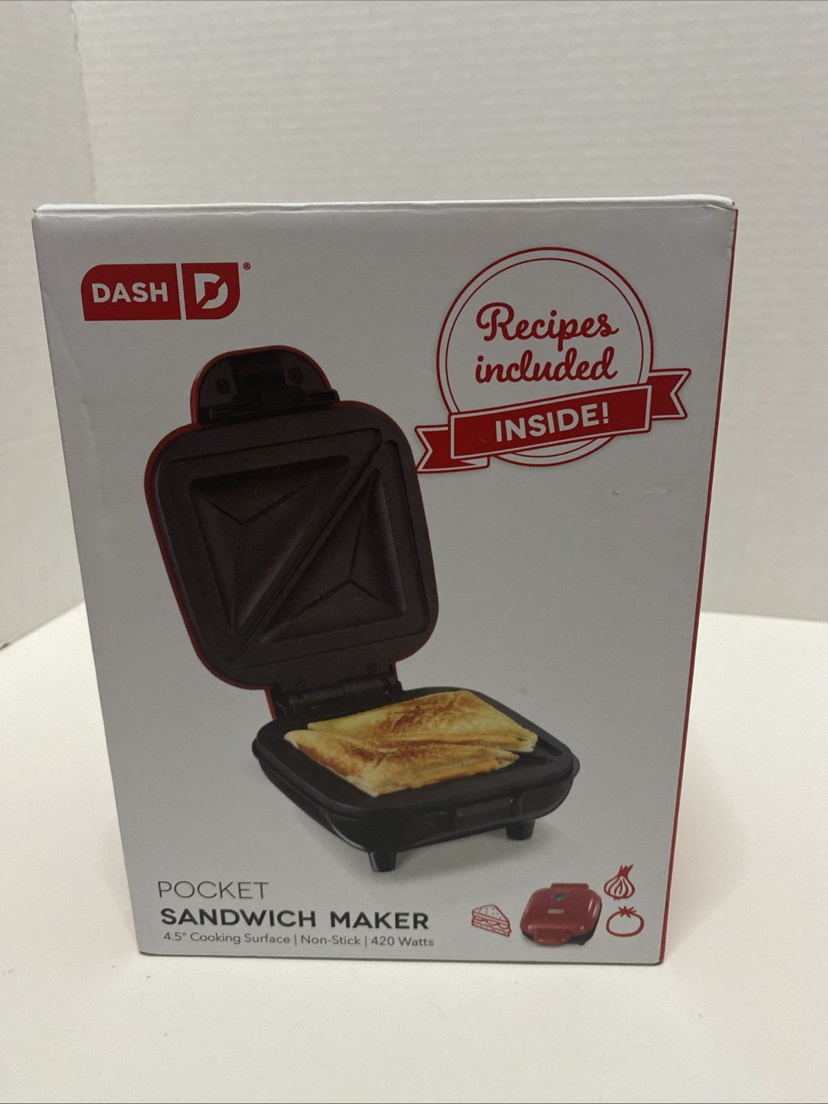 Dash Pocket Sandwich Panini Maker Nonstick 4.5 inch Cooking Surface w/ Recipes!