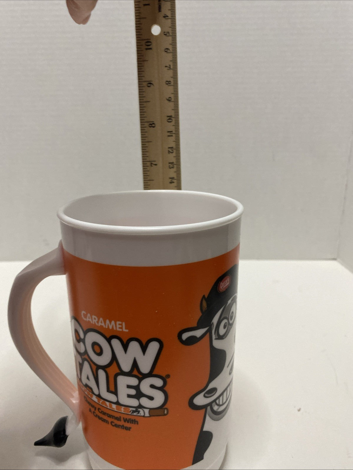 Vintage Cow Tails Candy Orange Plastic Mug
