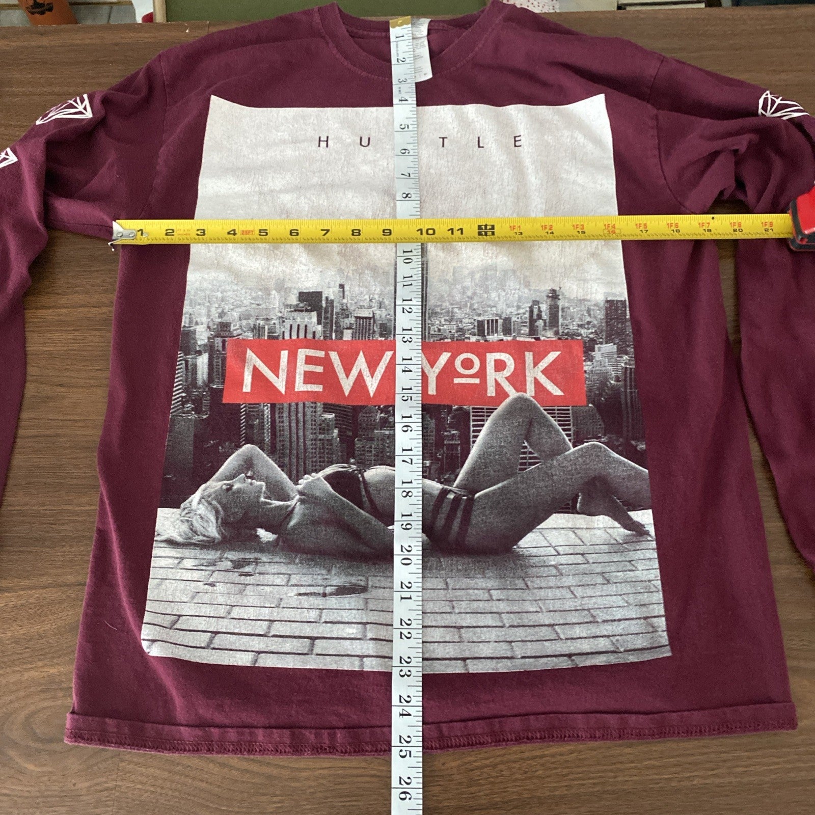 Gilden Med Hustle New York supermodel long sleeve T-shirt  free shipping