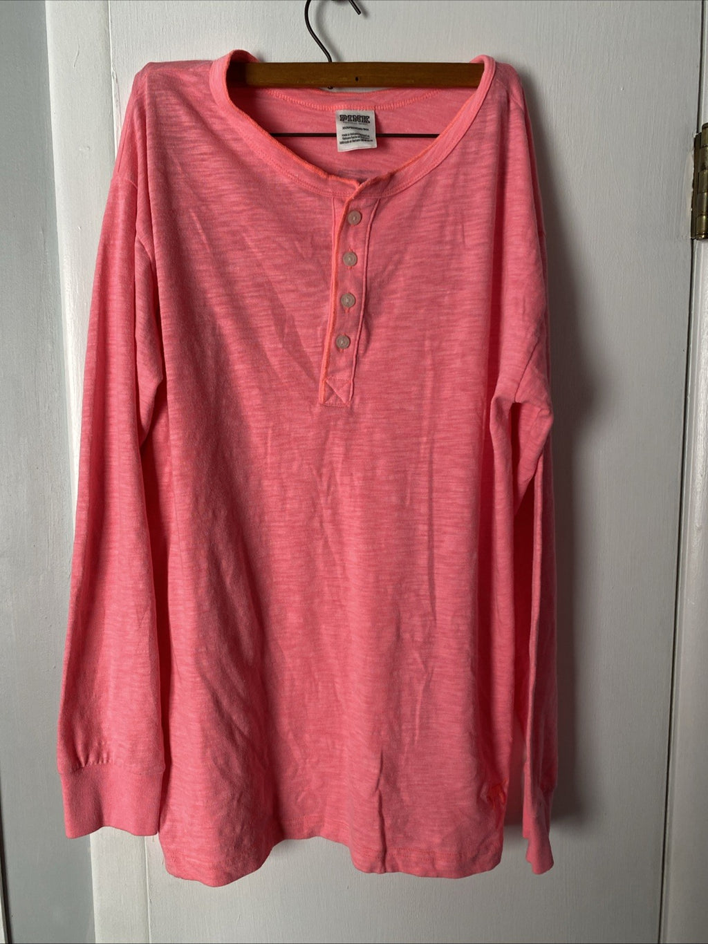 Victorias Secret PINK Long Sleeve Campus Henley Women’s Size X-small Pink