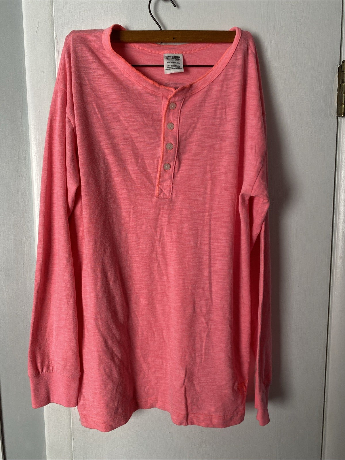 Victorias Secret PINK Long Sleeve Campus Henley Women’s Size X-small Pink