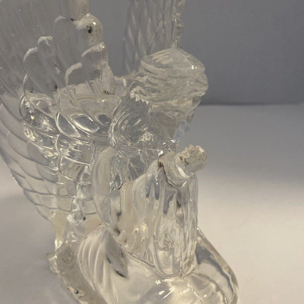 Praying Angel Votive Candleholder Clear Heavy Christmas Home Decorative Shelf