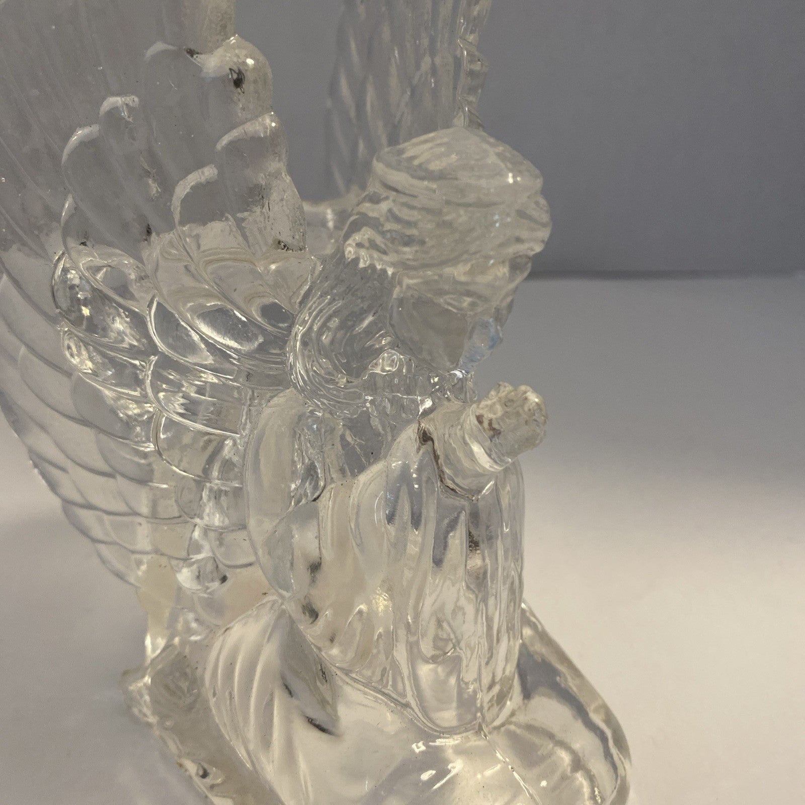 Praying Angel Votive Candleholder Clear Heavy Christmas Home Decorative Shelf