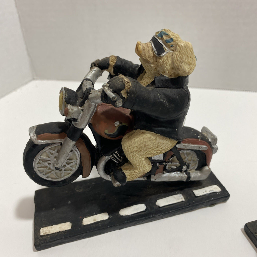Lot of 2 Young’s Hog/Pig on A Motorcycle Figurine Statue Harley Davidson
