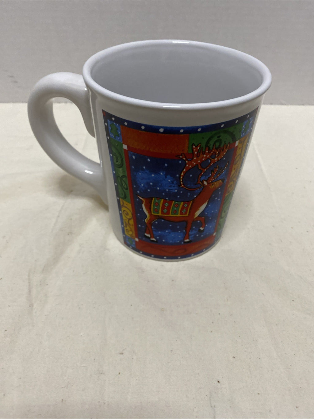 Test Riye International Stoneware Reindeer Coffee Cup Mug Christmas Holiday