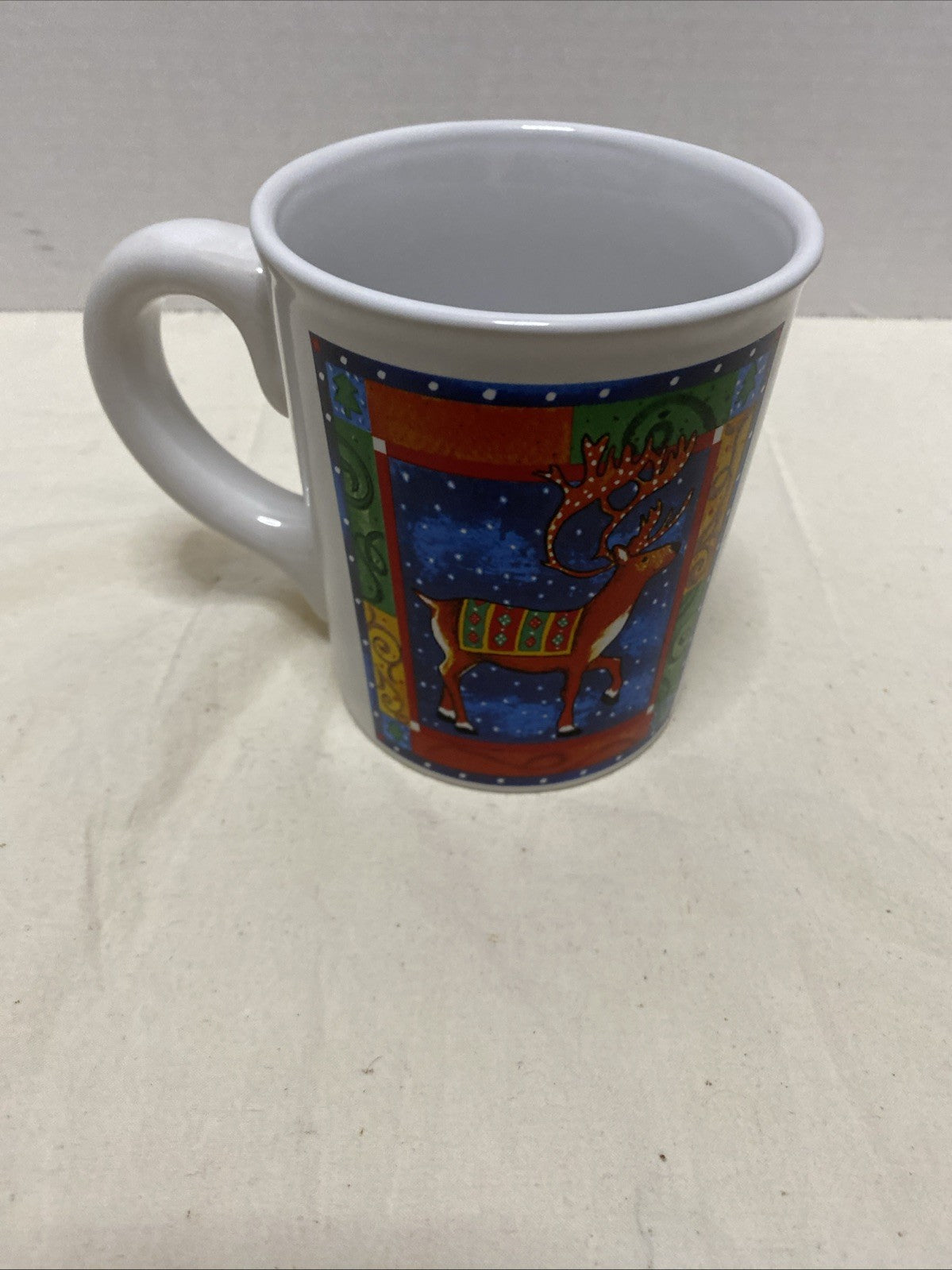 Test Riye International Stoneware Reindeer Coffee Cup Mug Christmas Holiday
