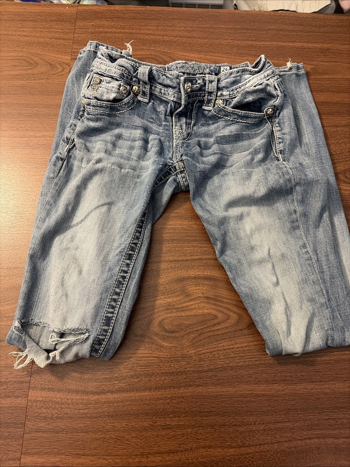 Miss Me Jeans Womens 26 Blue Bootcut JE819582X Embellished Distressed