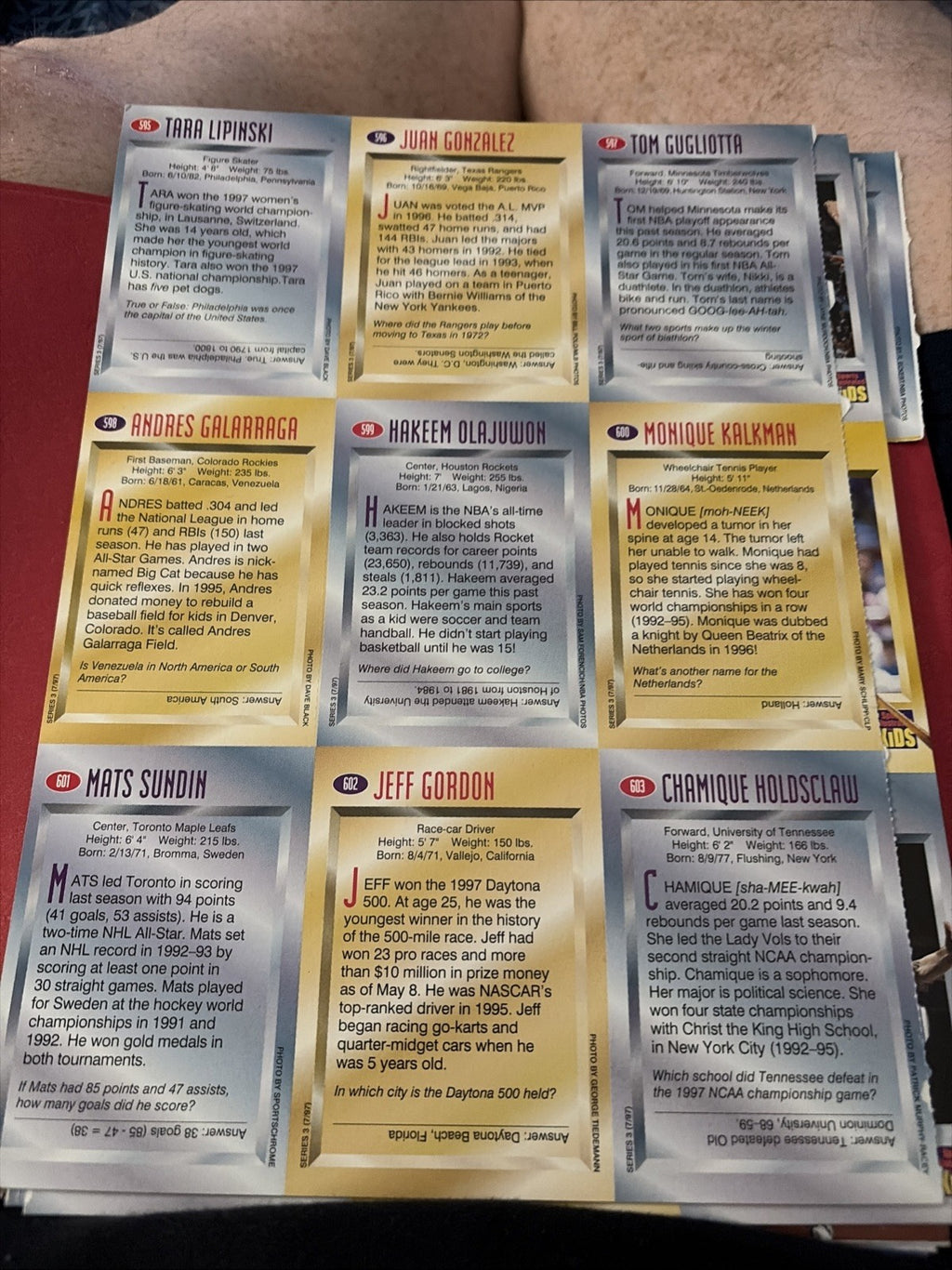 Sports Illustrated for Kids Jeff Gordon Tara Lipinski Uncut Sheet