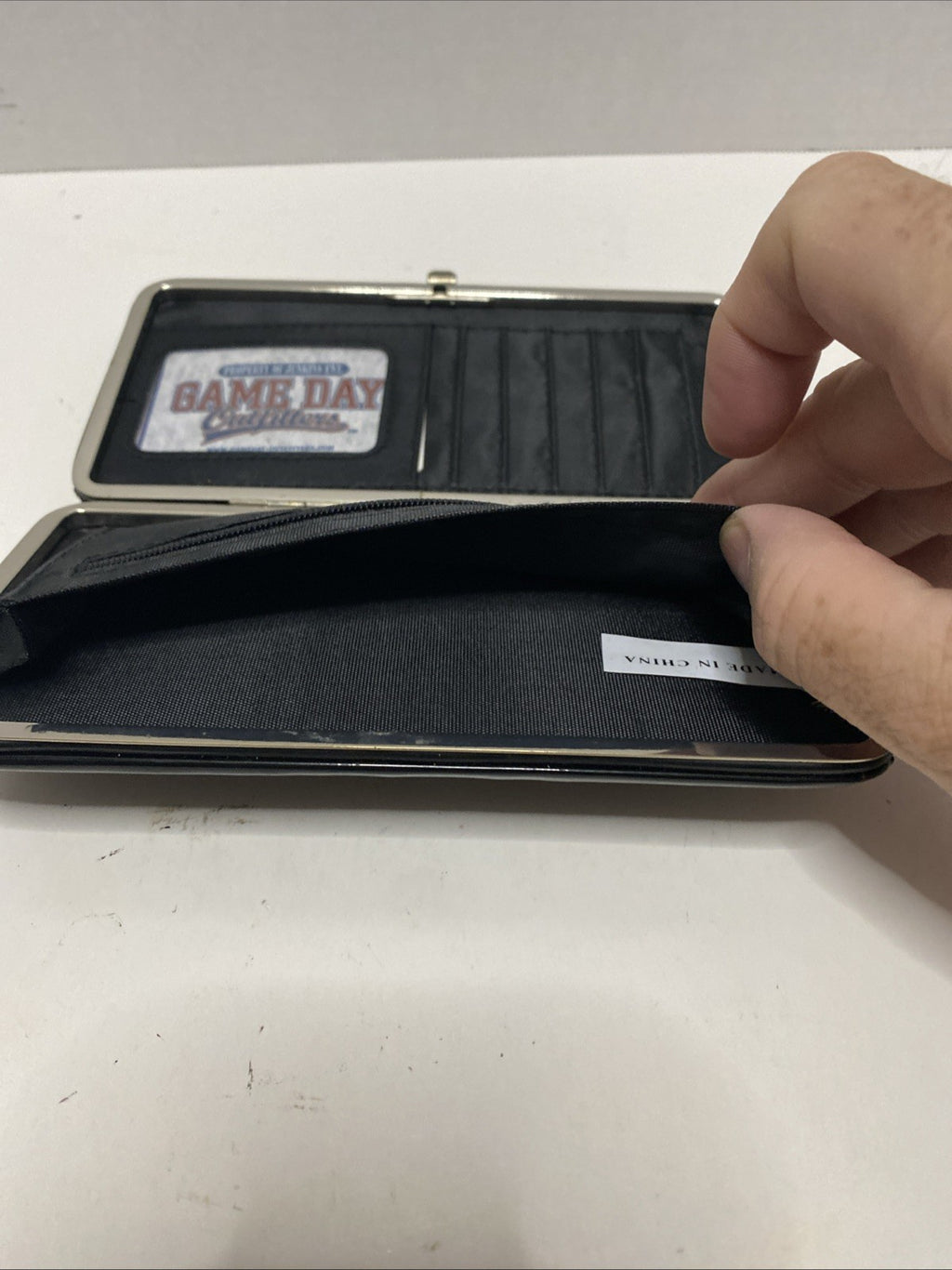 OHIO STATE Ladies Black Flat Snap Wallet 7.5'' W x 4.5" L  x 5/8" D