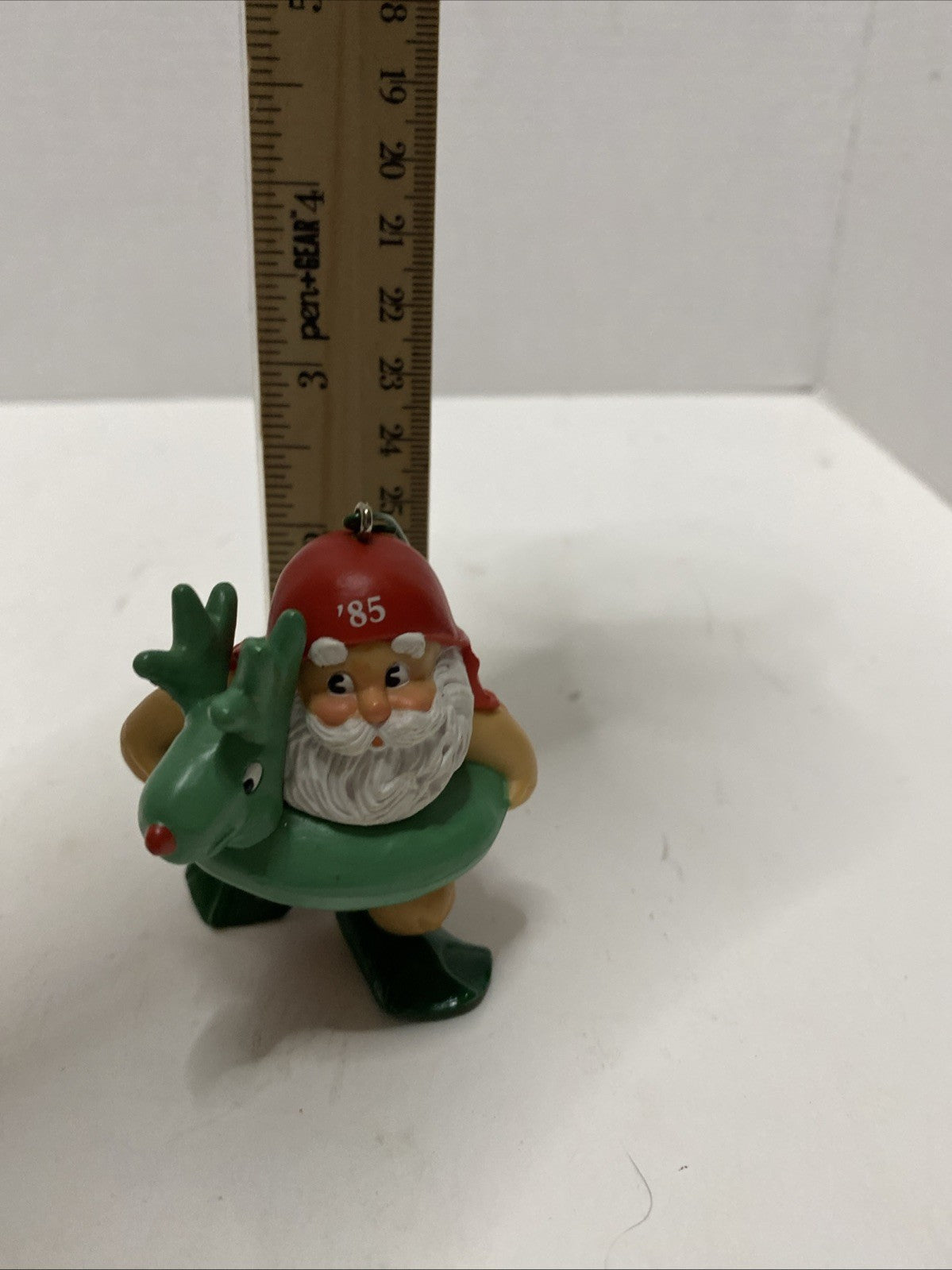 Hallmark Tree Ornament 1985 Santa & Flippers With Reindeer Inner tube