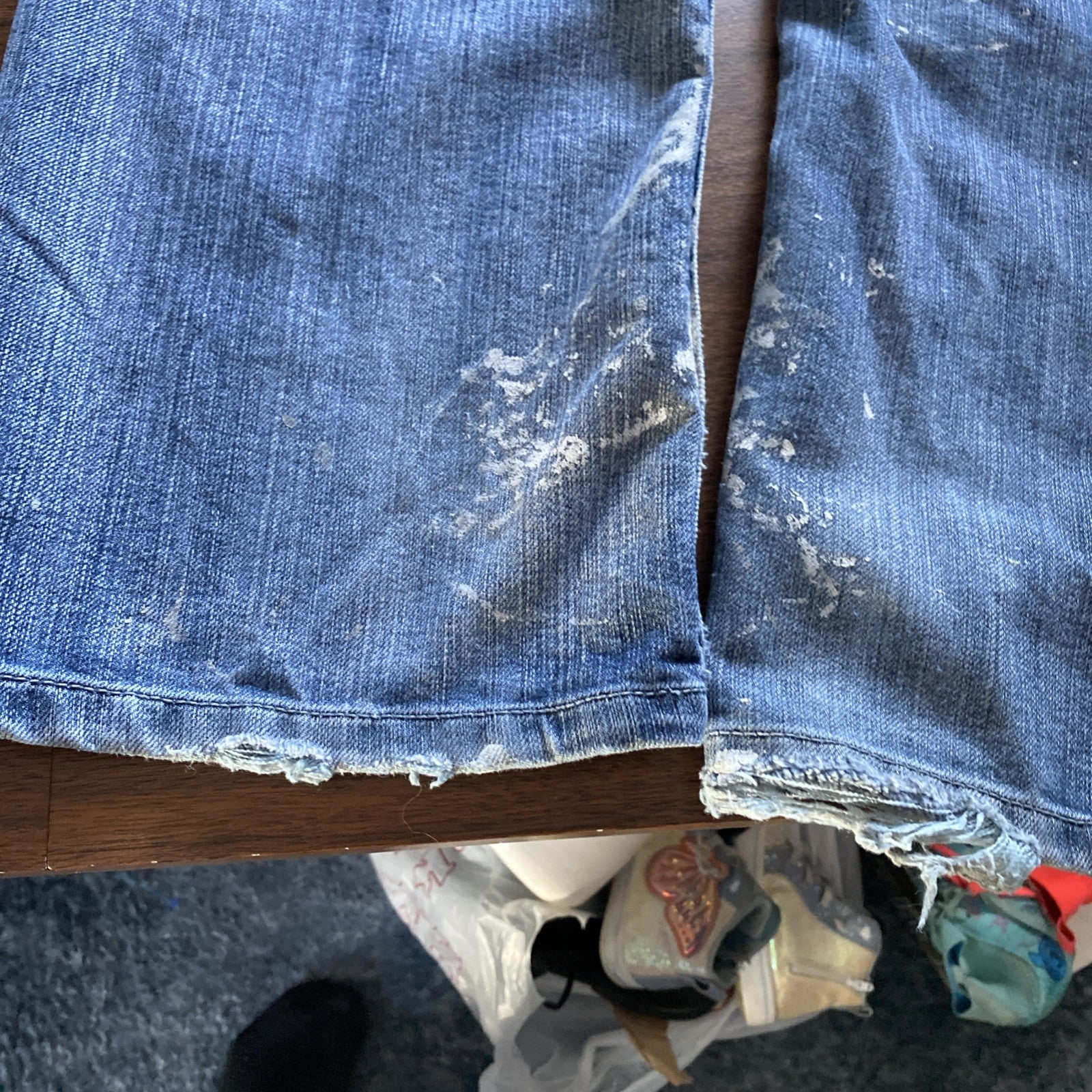 Helix Ladies Loose Straight Fit Jeans 30/32 Distressed Paint Jeans