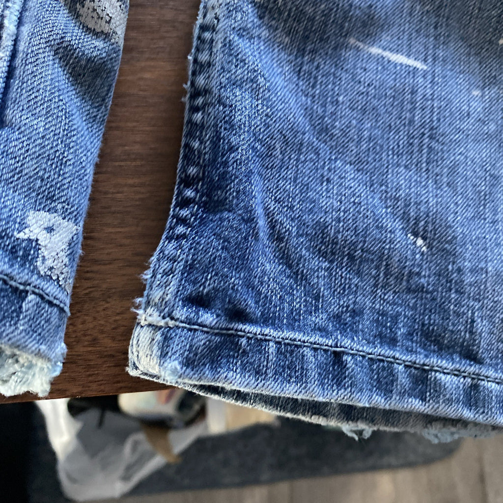 Helix Ladies Loose Straight Fit Jeans 30/32 Distressed Paint Jeans