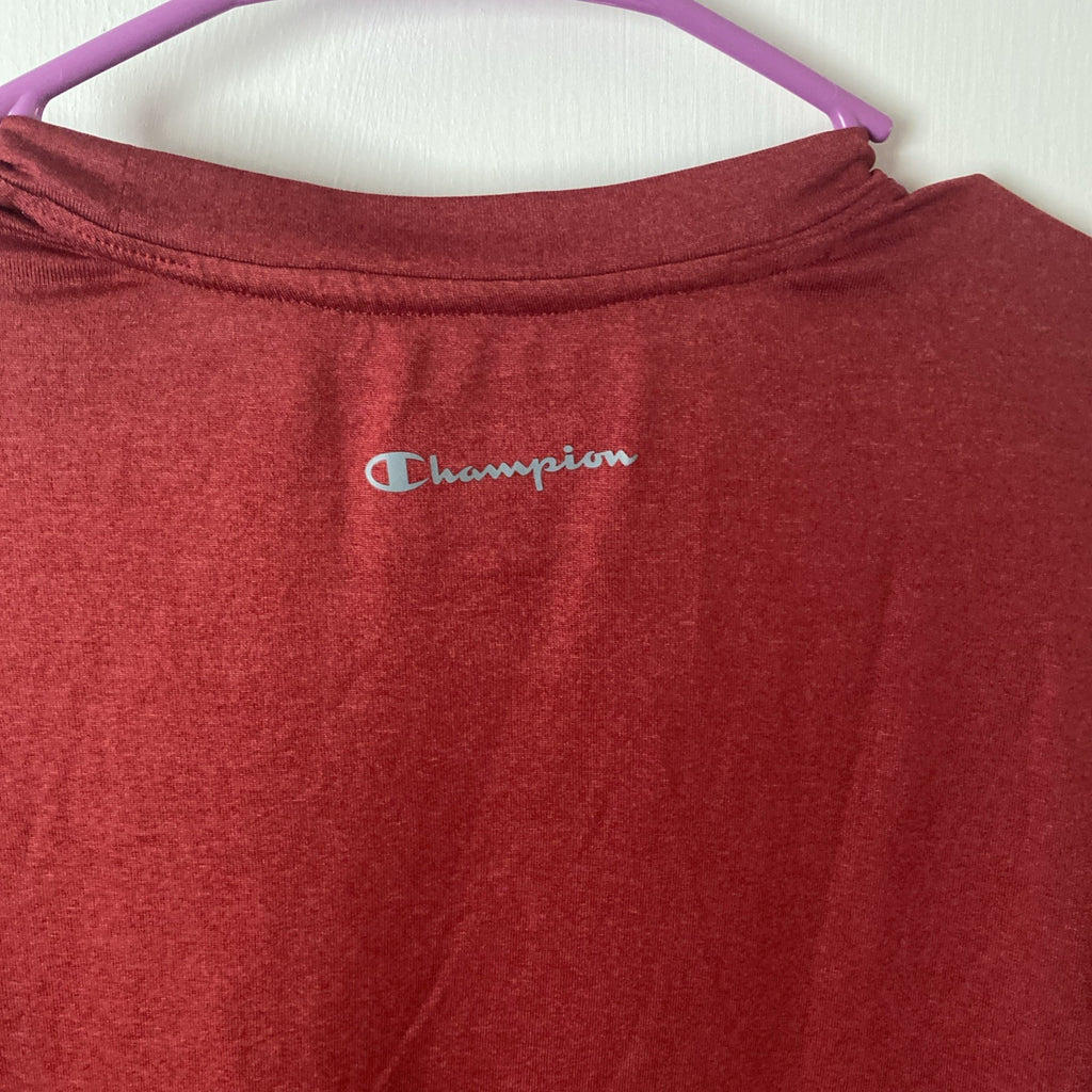 Champion Red Short Sleeve Gray Logo Heavyweight Cotton Shirt Sz M