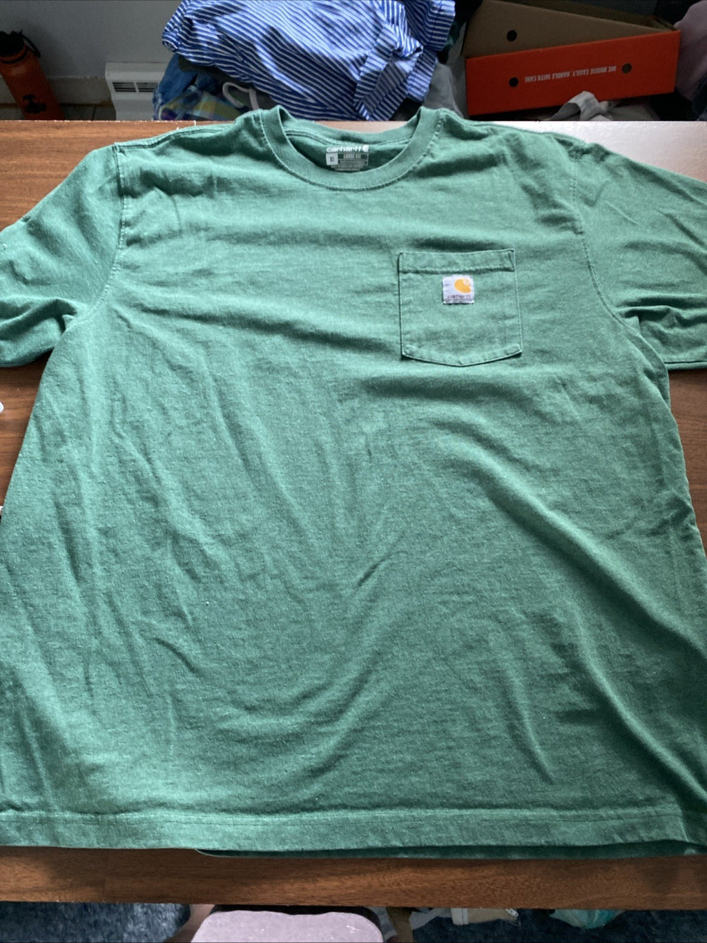 Carhartt Shirt Men's Sz XL Green Loose Fit Crewneck Short Sleeve Work T Shirt