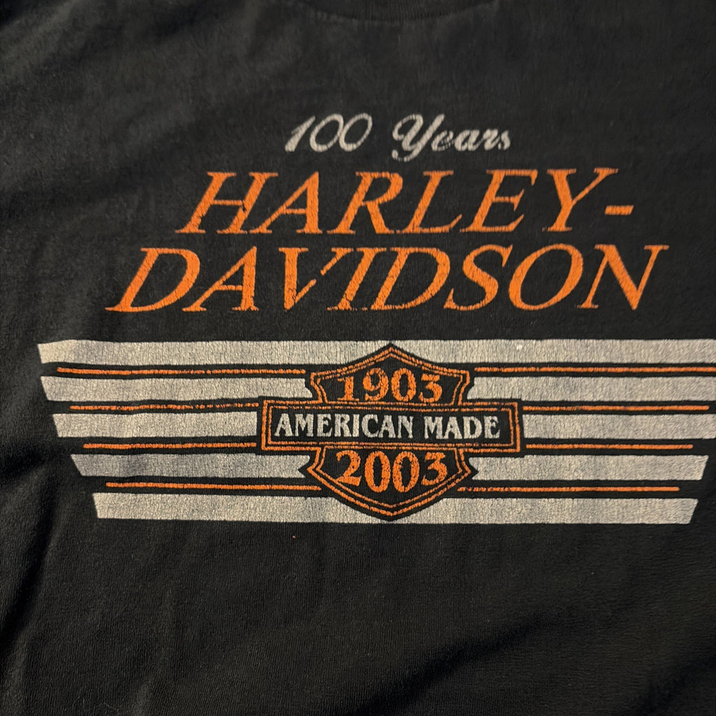 Harley Davidson Motorcycle T-Shirt Short Sleeve Black 100 Year Size Large