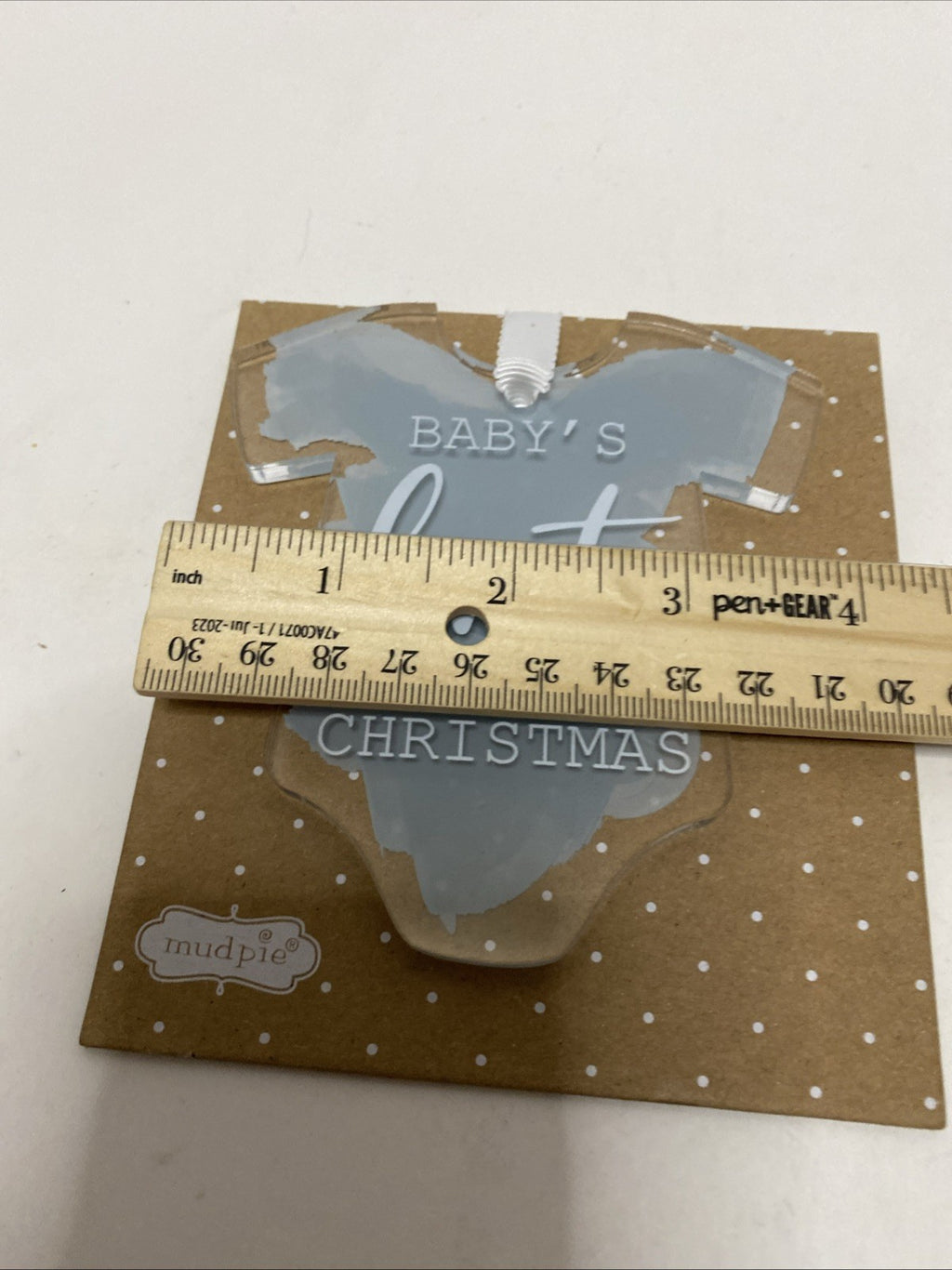 Mud Pie Baby’s 1st Christmas Ornament Blue Hanging Bodysuit Boy