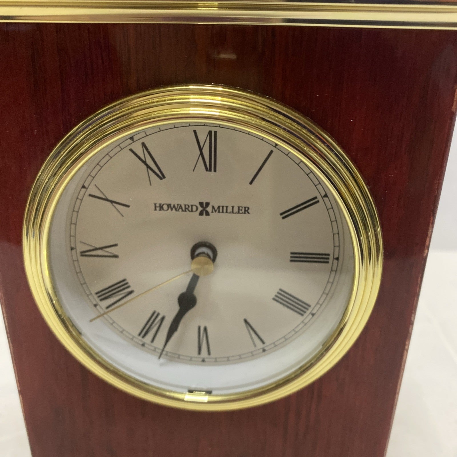 Howard Miller Wooden Carriage Desk Mantel Clock Brass and Rosewood Wood Mantle
