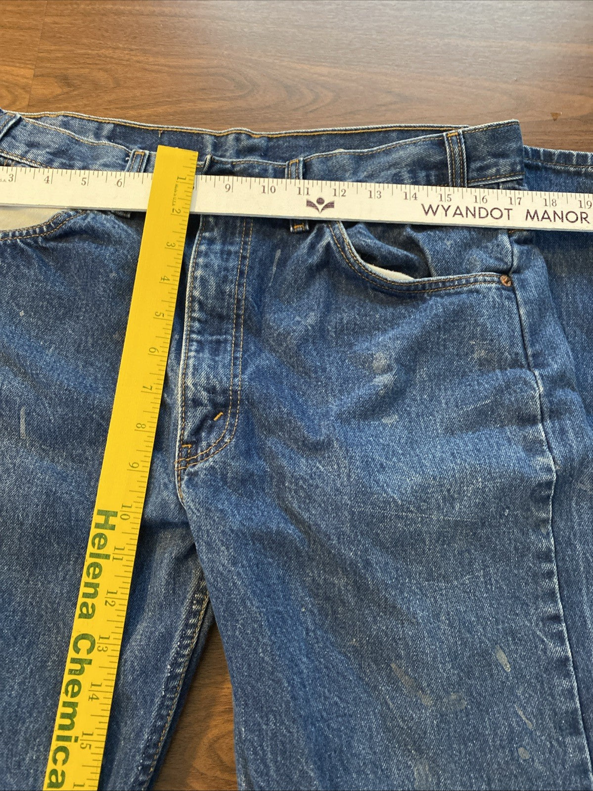 Levis 505 Jeans Men 34 X 32  Blue Straight Distressed Touches Of Paint