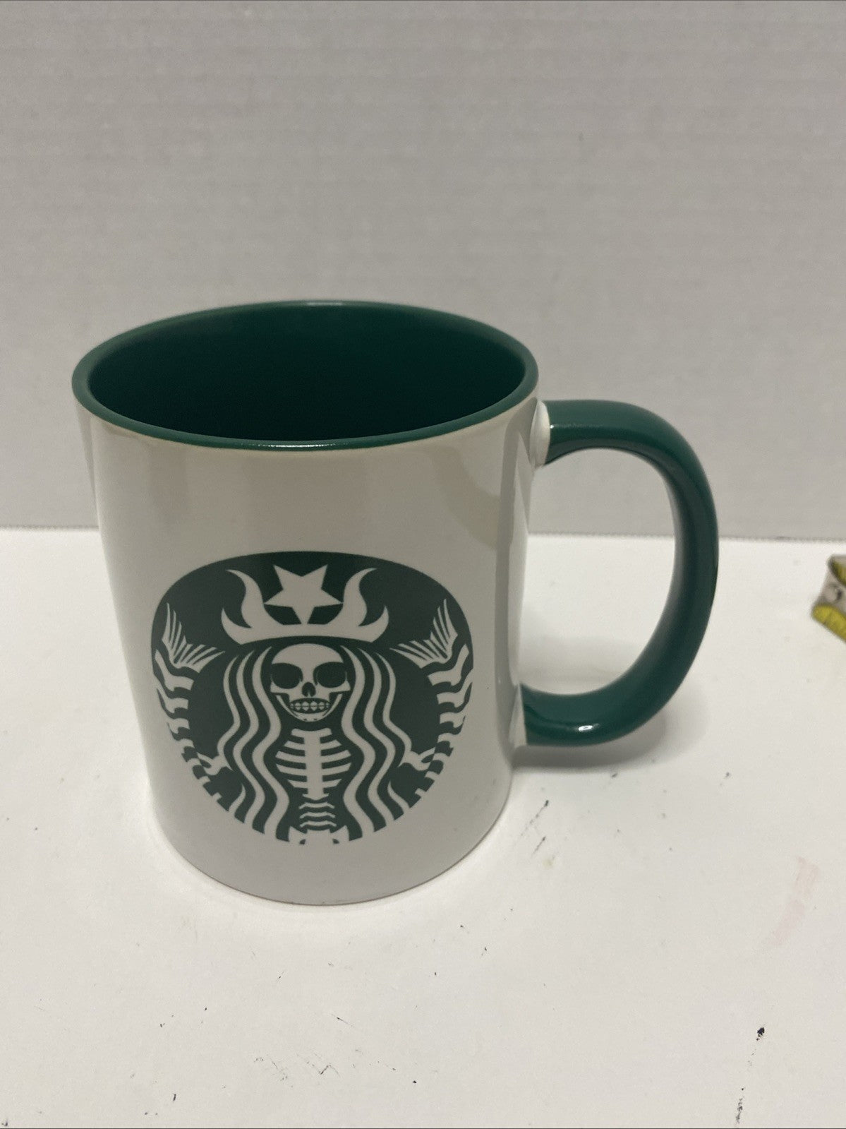 Rare Starbucks skull parody mug green handle green interior green logo