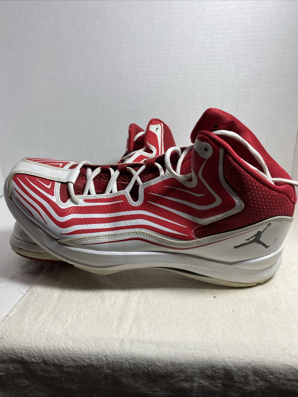 ~Men's Nike Air Jordan Aero Mania Flywire Sneakers ! Sz 12 Red/White