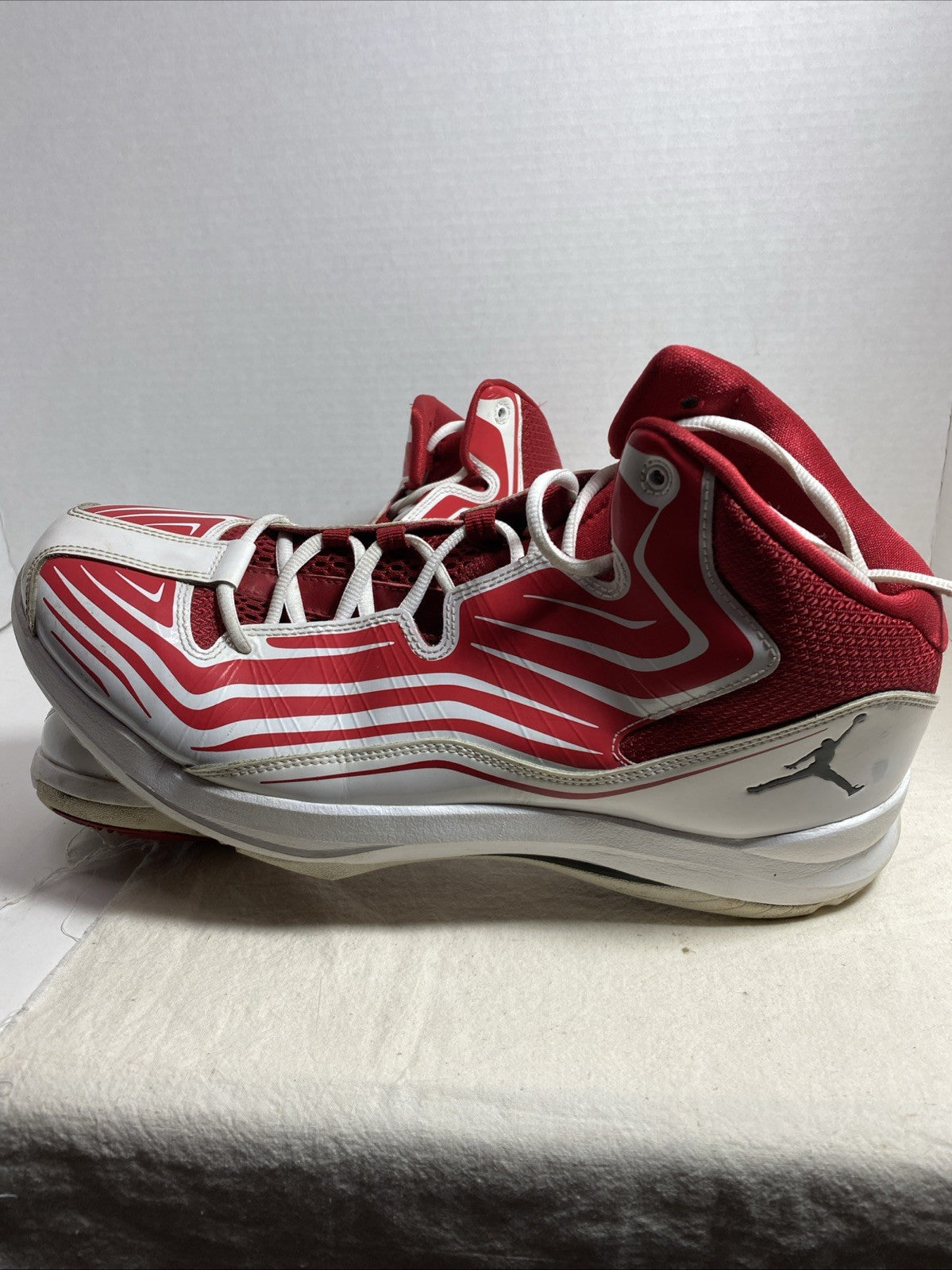 ~Men's Nike Air Jordan Aero Mania Flywire Sneakers ! Sz 12 Red/White