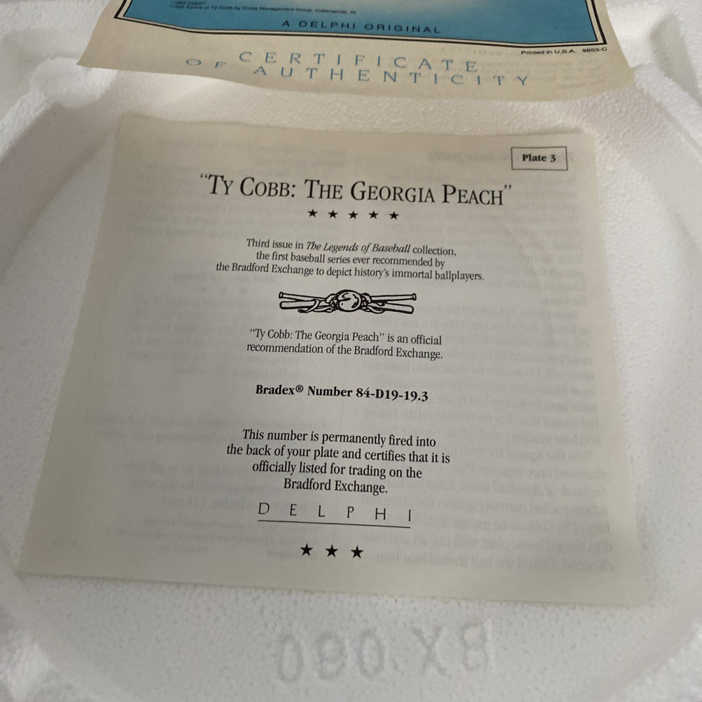Ty Cobb THE GEORGIA PEACH The Legends of Baseball Collectors Plate 1993