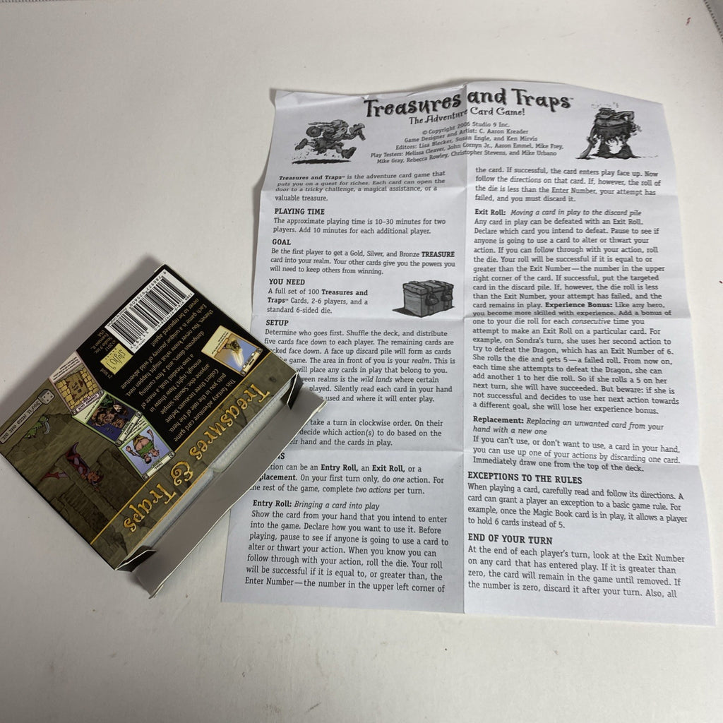 TREASURES & TRAPS: THE ADVENTURE CARD GAME!, STUDIO 9, INC, 2006, OPEN BOX!