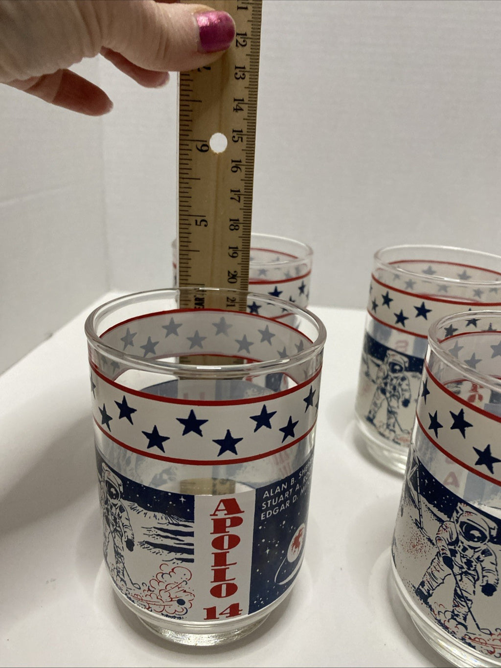 Vintage Libbey 1970s NASA Apollo 14 Juice/Rock Glasses Set Of 4