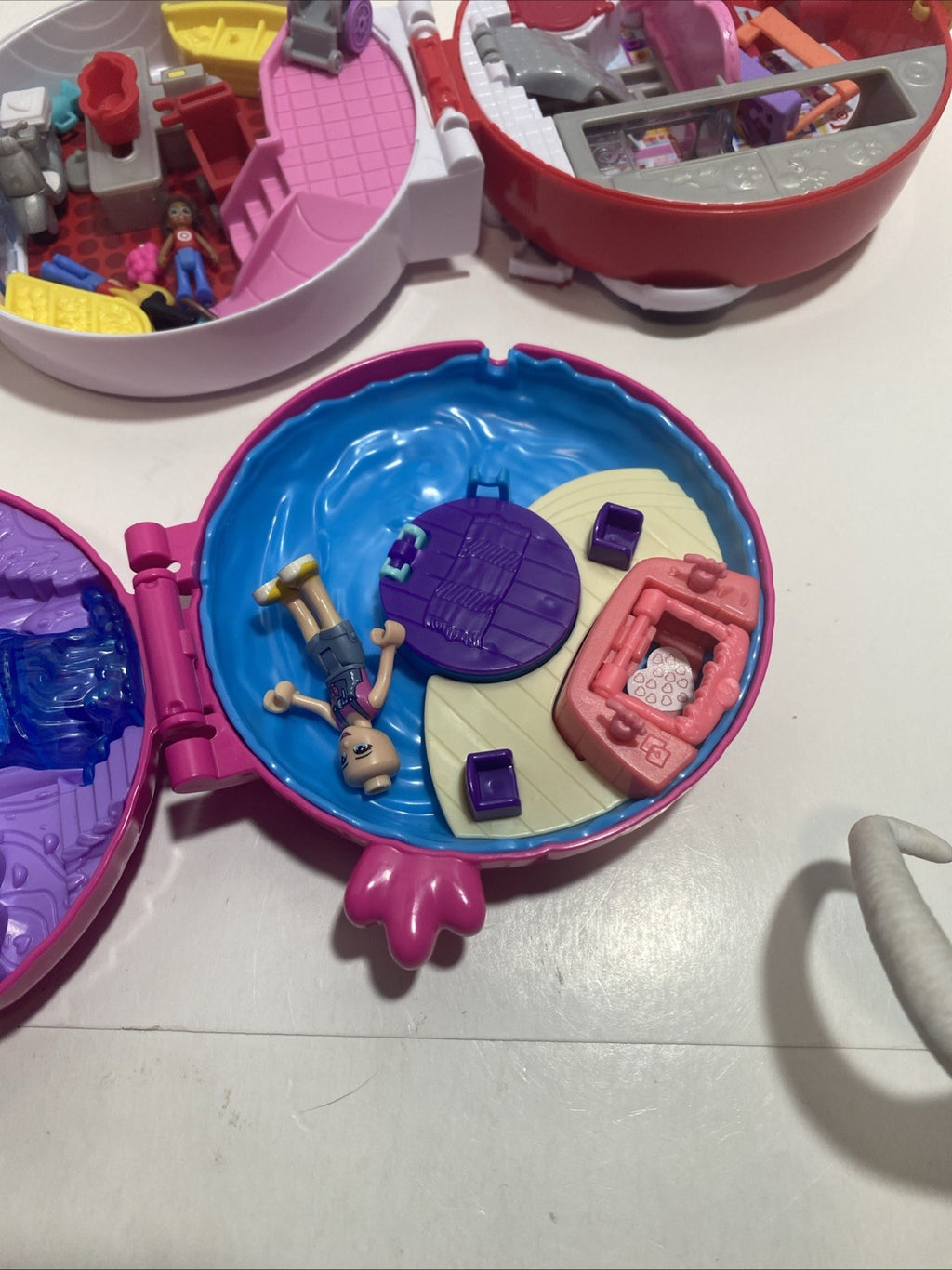 Lot Of Three Polly Pockets Cases Dolls And Accessories